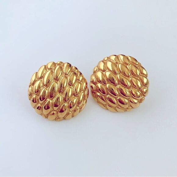 Vintage Napier Gold Basketweave Stud Earrings - Picture 1 of 4